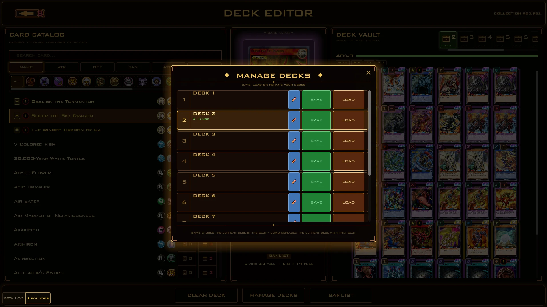 Gerenciador de Decks