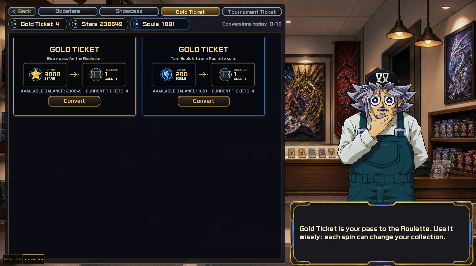 Tickets da Roleta